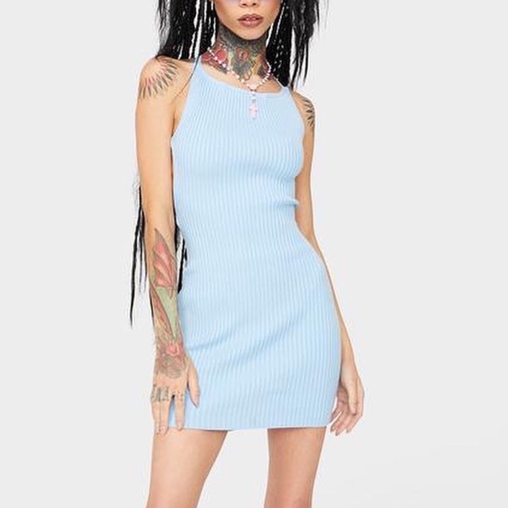 NWT Dolls Kill Blue Knit Mini Dress S